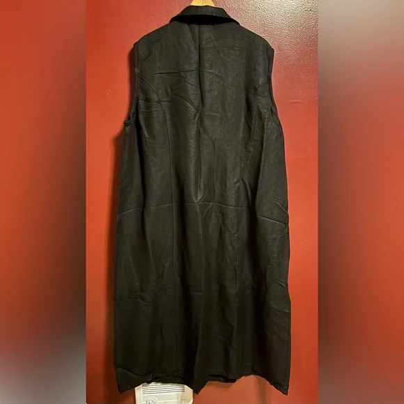Emma James Sleeveless Button-Front Dress Women’s Size 22W Black Linen Minimalist - Picture 5 of 7
